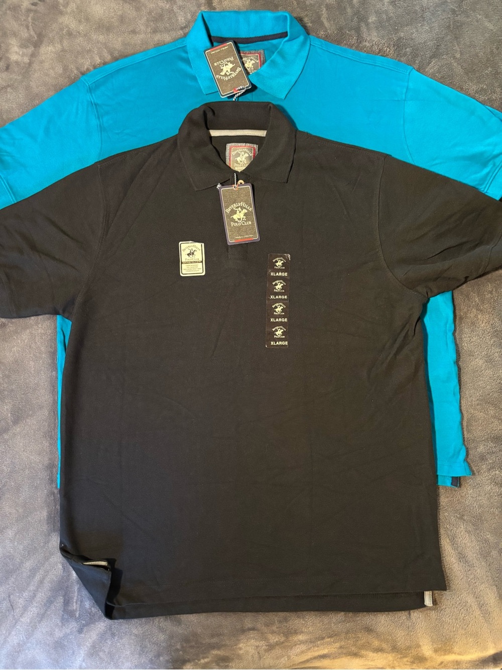 Beverly Hills Polo Club Black & Teal Men's Short-Sleeve Polo